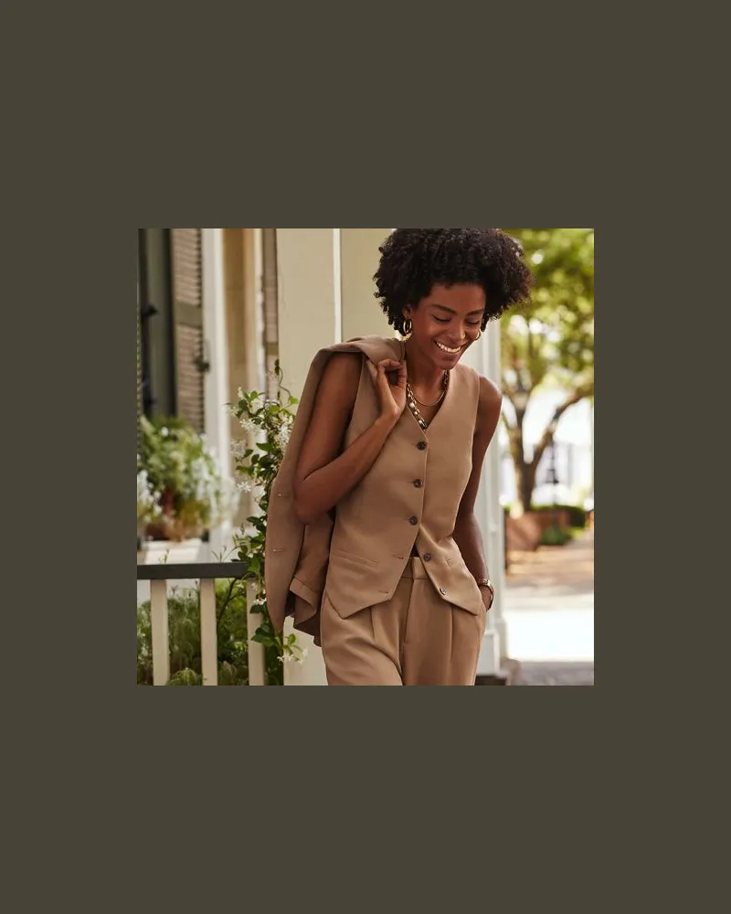 Lands' End Weste aus Crêpe, Damen, Größe regular, Braun, Polyester, by Braun