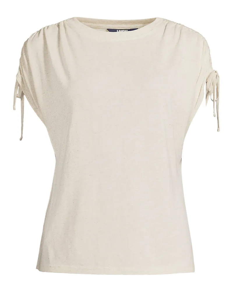 Lands' End Leinenmix-Shirt mit geraffter Schulter, Damen, Größe regular, Beige, Leinen/Viskose, by Beige