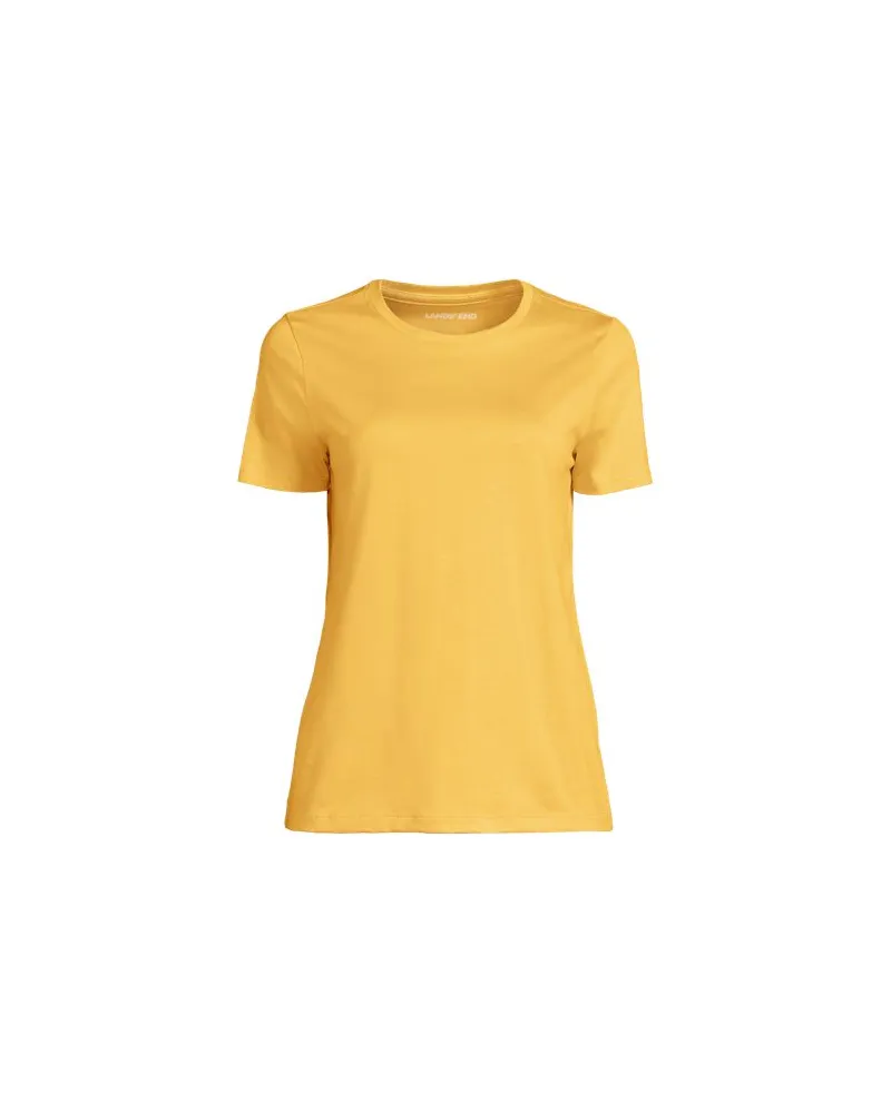 Lands' End Supima Kurzarm-Shirt mit rundem Ausschnitt, Damen, Größe:40-42 regular, Gelb, Baumwolle, by Gelb