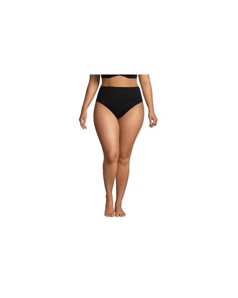 Lands' End Bikinihose mit hohem Beinausschnitt, Damen, Größe plus, Schwarz, Elasthan/Nylon-Mischung, by Schwarz