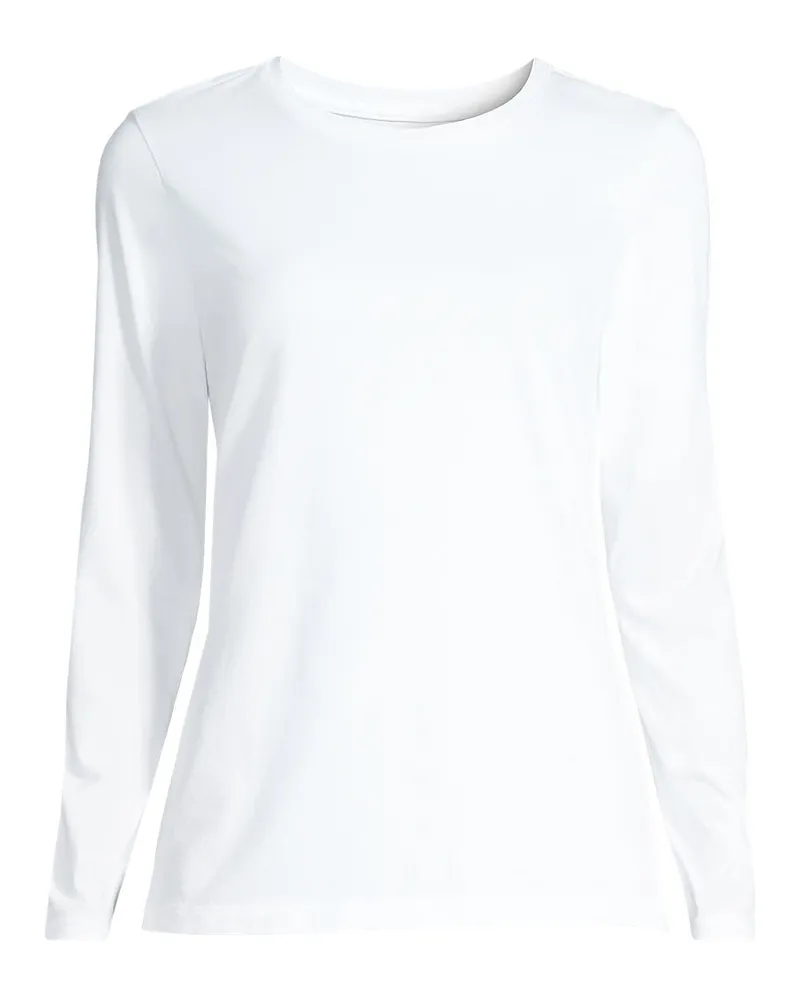 Lands' End Supima-Shirt, Langarm, Damen, GrÃ¶ÃŸe petite, WeiÃŸ, Baumwolle, by Weiãÿ