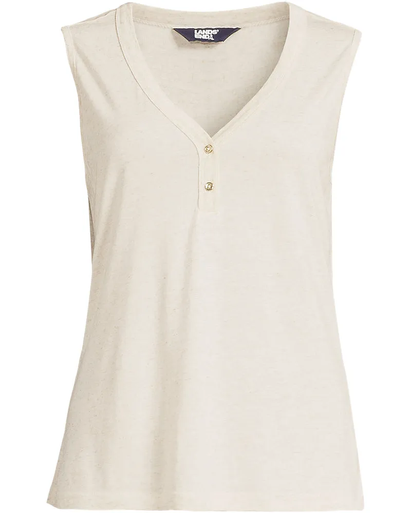 Lands' End Top aus Leinenmix, Damen, Größe plus, Beige, Baumwolle/Leinen/Baumwoll-Mischung, by Beige