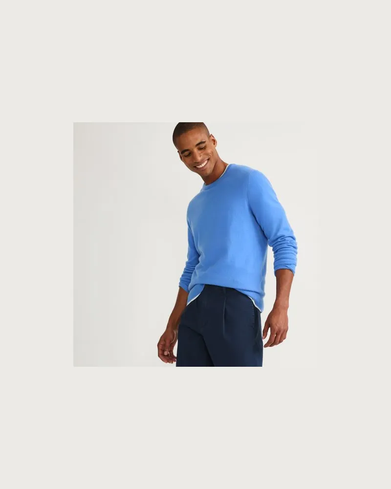 Lands' End Kaschmirpullover mit rundem Ausschnitt, Herren, Größe:48-50 regular, Blau, Kaschmir, by Blau