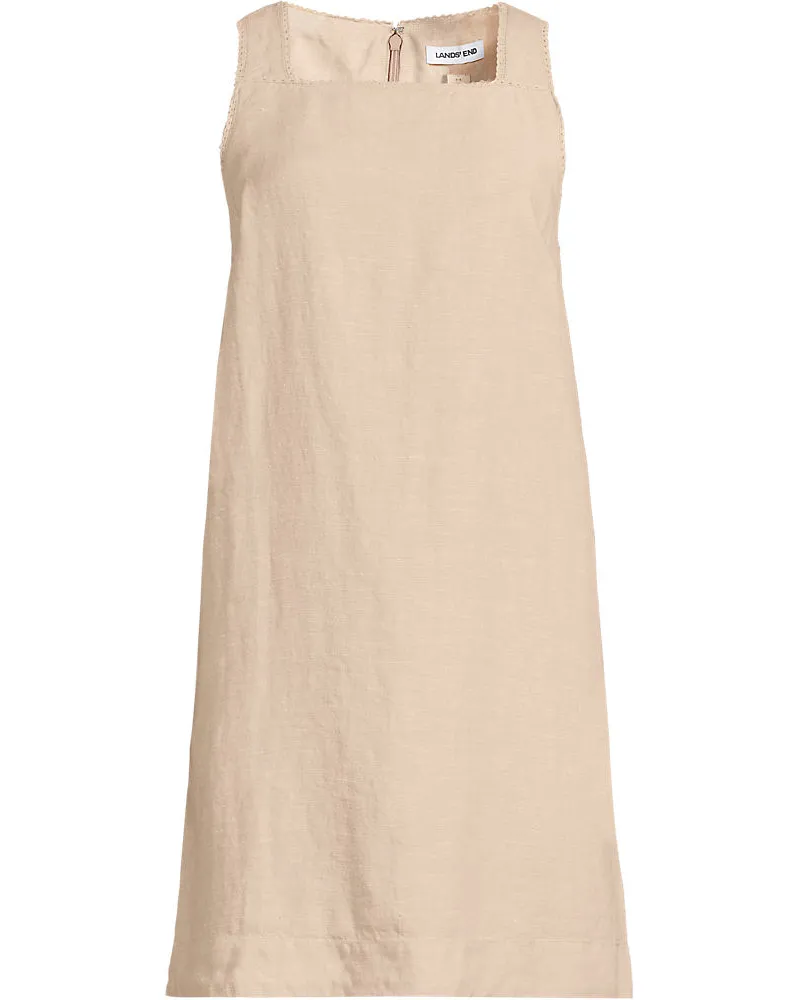 Lands' End Premium Reinleinen-Shiftkleid, Damen, Größe tall, Weiß, by Weiß