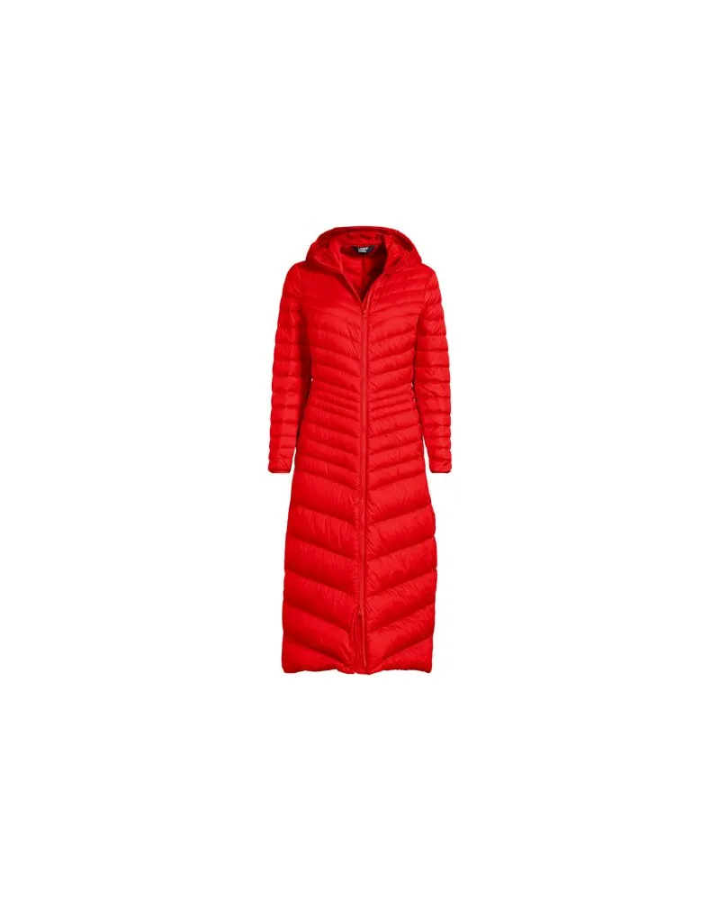 Lands' End Ultraleichter Maxi-Daunenmantel mit Kapuze WANDERWEIGHT, Damen, Größe plus, Orange, Nylon/Daunen, by Orange