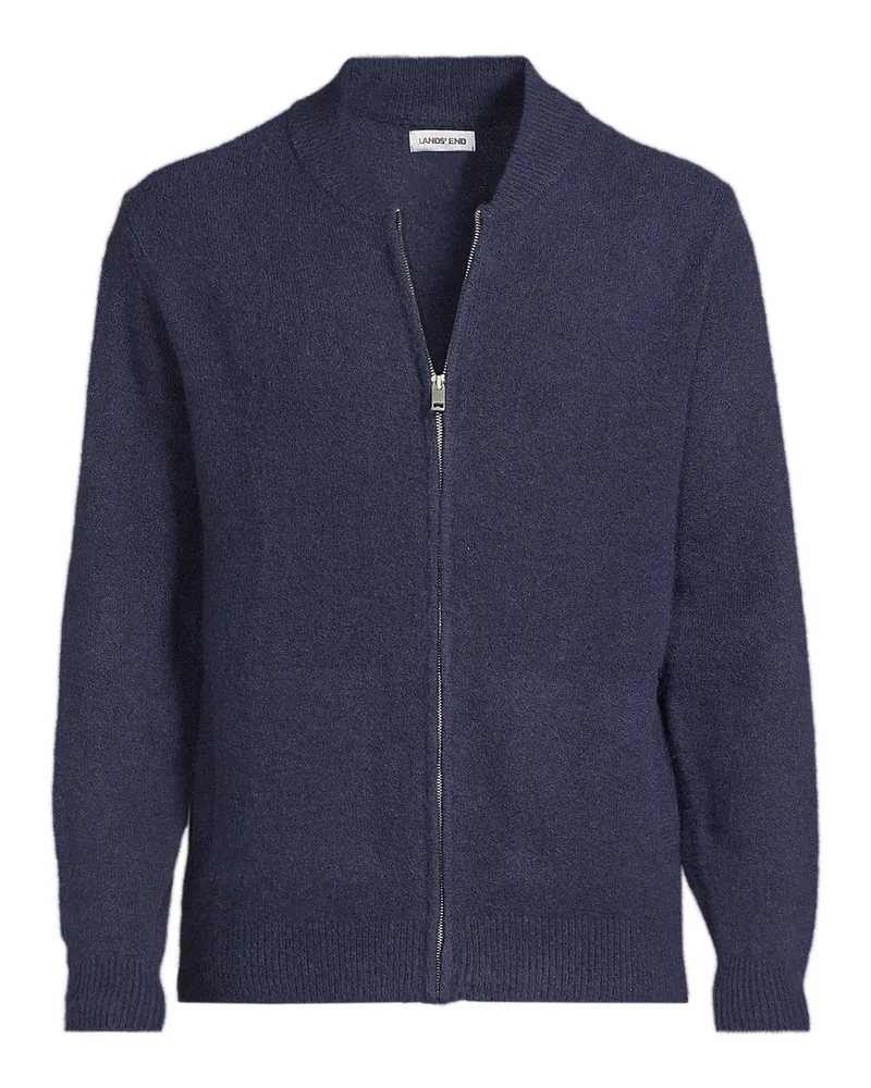 Lands' End Wool Touch Cardigan mit Reißverschluss, Herren, Größe regular, Blau, Wolle/Polyester/Nylon, by Blau
