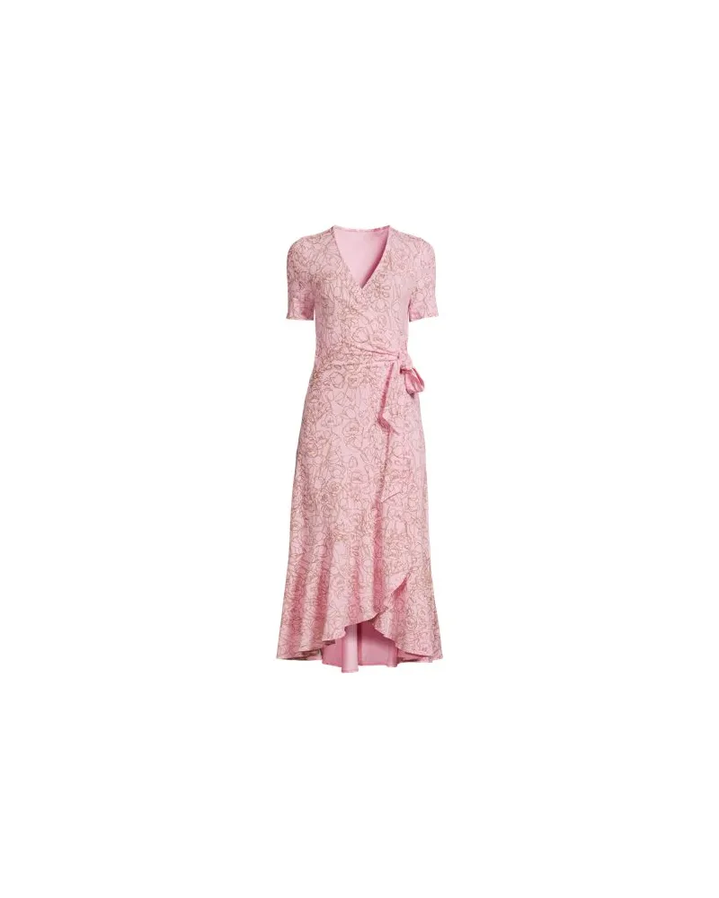 Lands' End Wickelkleid aus Baumwoll/Modalmix mit kurzen Ärmeln, Damen, Größe plus, Pink, Elasthan/Baumwoll-Mischung/Synthetic-blend, by Pink