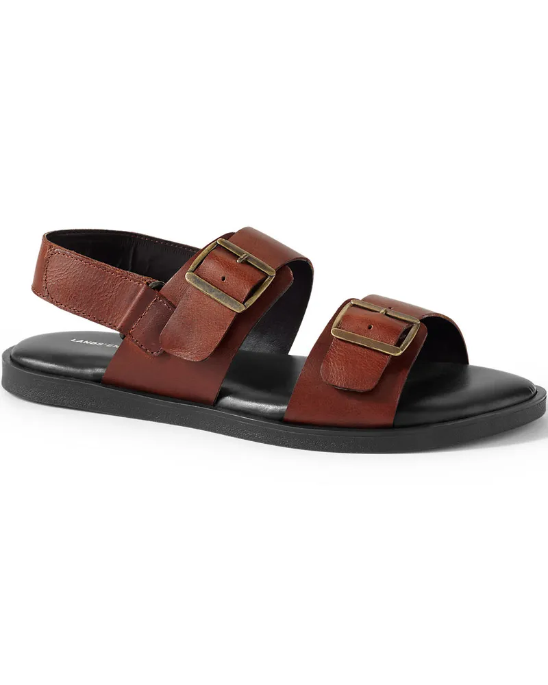 Lands' End Leder-Sandalen mit Schnallen und Fersenriemen, Herren, Größe regular, Braun, Leder, by Braun