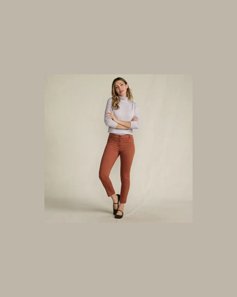 Lands' End Slim Fit 7/8-Chinos Mid Waist, Damen, Größe petite, Orange, Baumwolle/Lyocell (Viskose)/Baumwoll-Mischung, by Orange