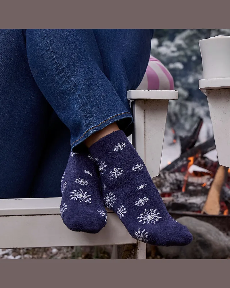 Lands' End Flauschige Weihnachtssocken, Damen, Größe:null regular, Blau, by Blau