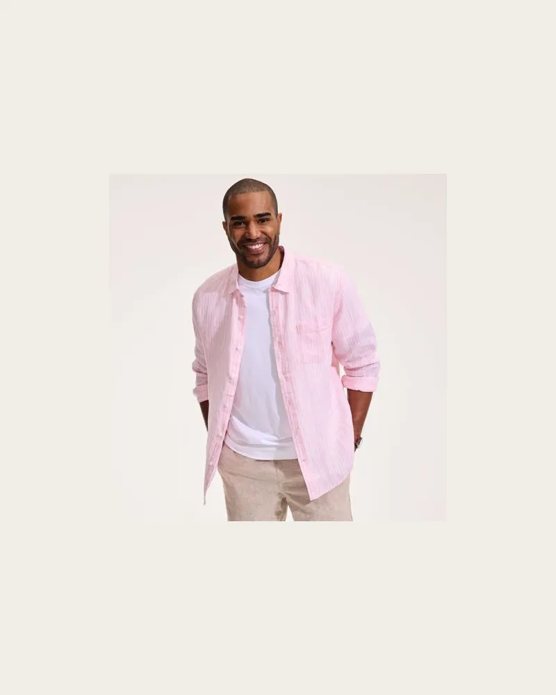 Lands' End Premium Reinleinen-Hemd, Herren, Größe regular, Pink, Leinen, by Pink