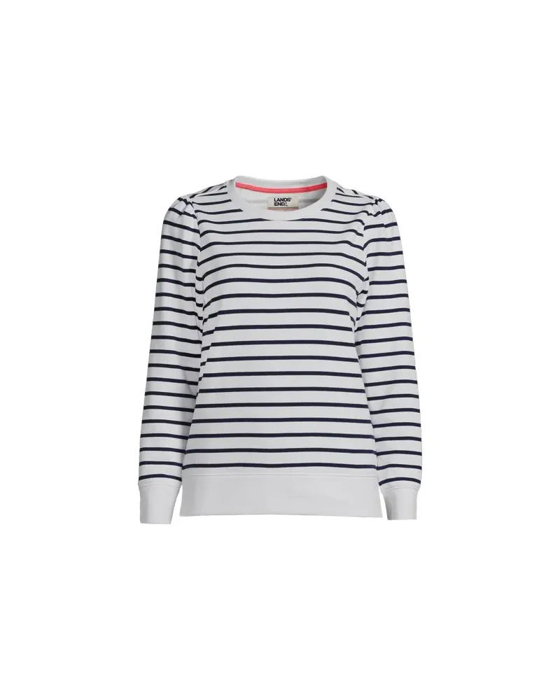 Lands' End Sweatshirt SERIOUS SWEATS mit Puffärmeln, Damen, Größe regular, Blau, Baumwoll-Mischung/Polyester-Mischung, by Blau