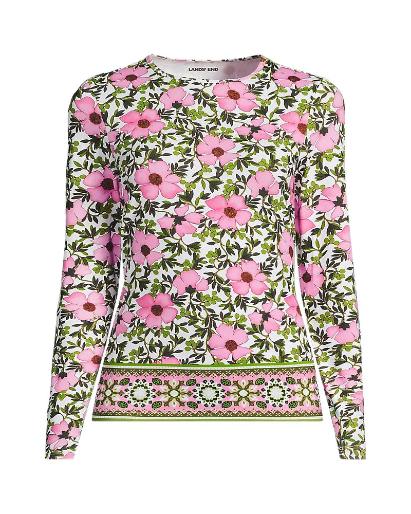 Lands' End Schnelltrocknendes UPF 50 Sonnenschutz-Badeshirt, Damen, Größe regular, Pink, Nylon-Mischung, by Pink