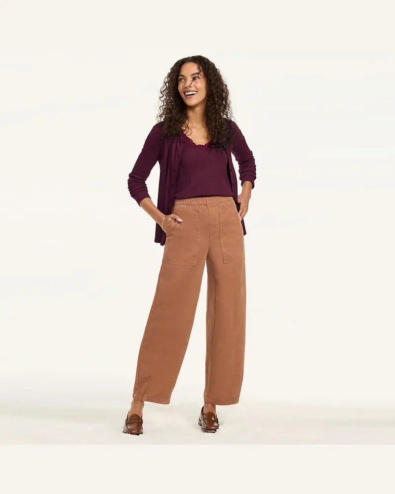 Lands' End Utility-Barrelhose aus Feincord, Damen, Größe regular, Braun, Elasthan/Baumwoll-Mischung, by Braun