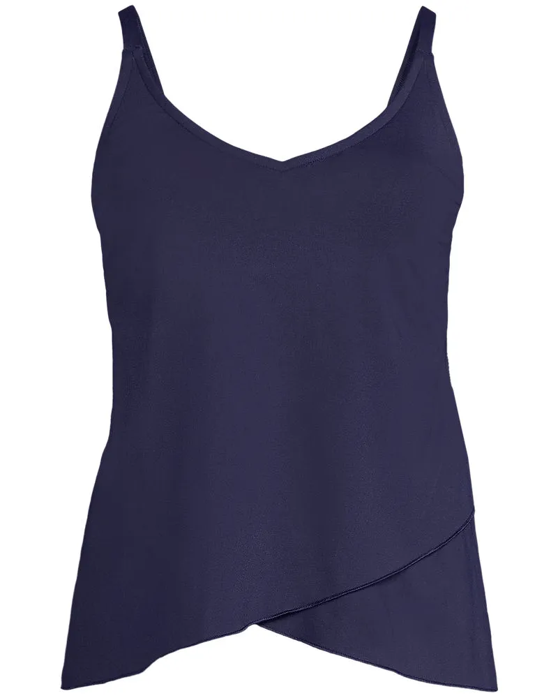 Lands' End Tankinitop mit Tulpensaum chlorresistent, Damen, Größe plus, Blau, Nylon-Mischung, by Blau