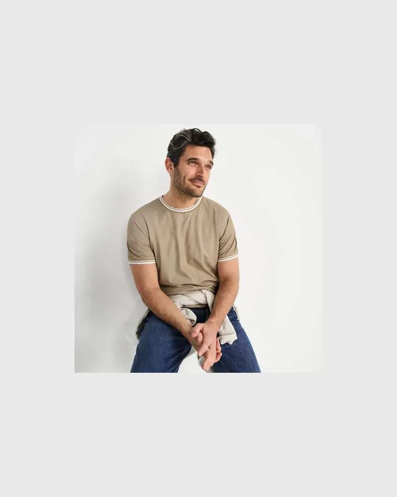 Lands' End Piqué-T-Shirt mit kühlendem Effekt, Classic Fit, Herren, Größe:60 regular, Beige, Baumwoll-Mischung/Polyester-Mischung, by Beige