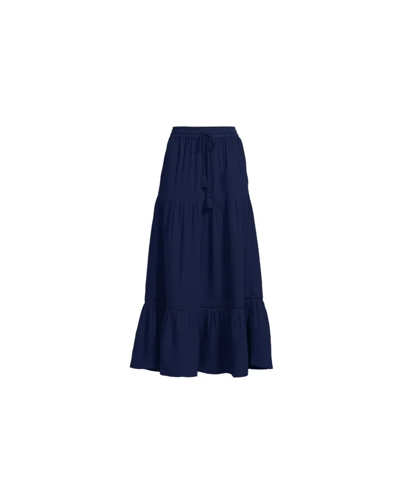 Lands' End Maxi-Stufenrock aus Musselin, Damen, Größe petite, Blau, Baumwolle, by Blau