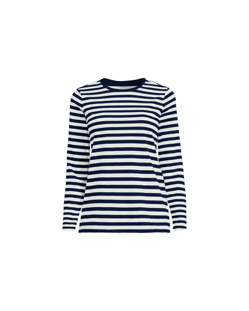 Lands' End Supima-Shirt, Langarm, Damen, Größe regular, Blau, Baumwolle, by Blau