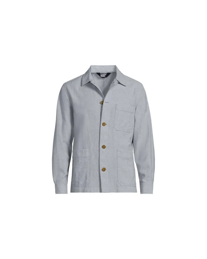 Lands' End Hemdjacke aus Leinenmix, Herren, Größe:56-58 regular, Grau, Baumwolle/Leinen, by Grau