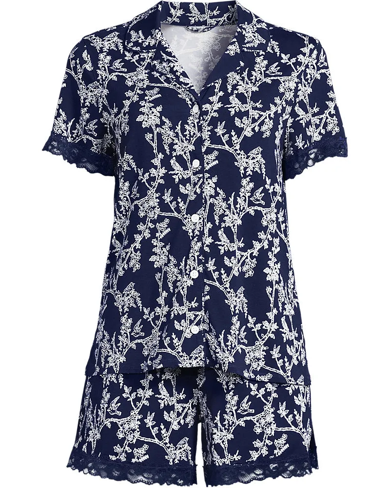 Lands' End Pyjama-Set mit Shorts und Cooling-Finish, Damen, Größe plus, Blau, by Blau