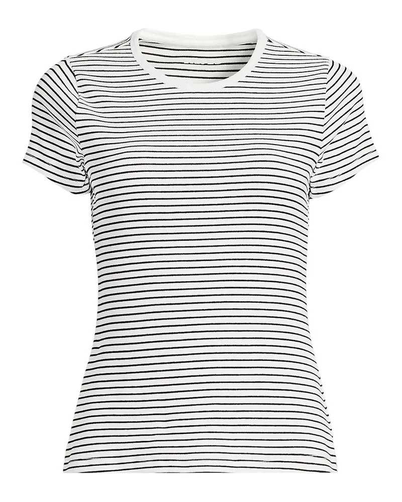 Lands' End Rippshirt mit kurzen Ärmeln, Damen, Größe regular, Weiß, Elasthan/Baumwoll-Mischung, by Weiß