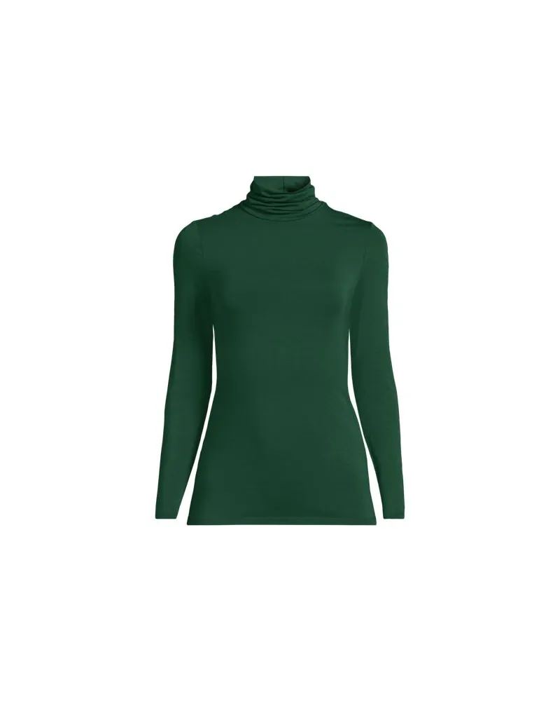 Lands' End Rollkragenshirt aus Baumwoll/Modalmix, Damen, Größe:32-34 petite, Grün, Baumwolle/Elasthan/Baumwolle Modal, by Grün