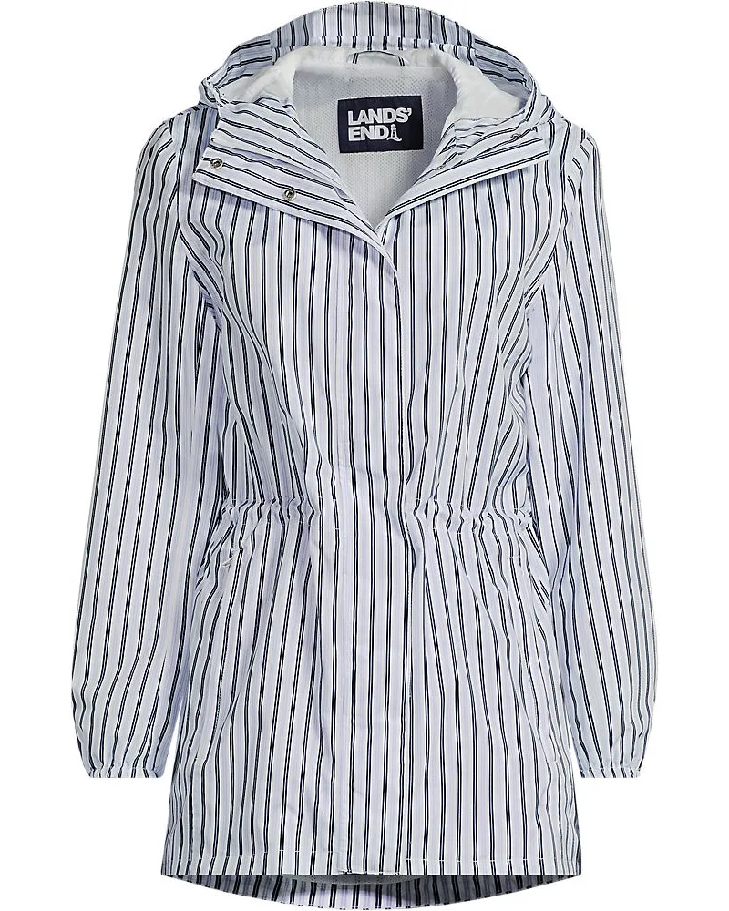 Lands' End Wasserdichte Gemusterte Regenjacke SQUALL mit Packfach, Damen, Größe plus, Weiß, Polyester, by Weiß