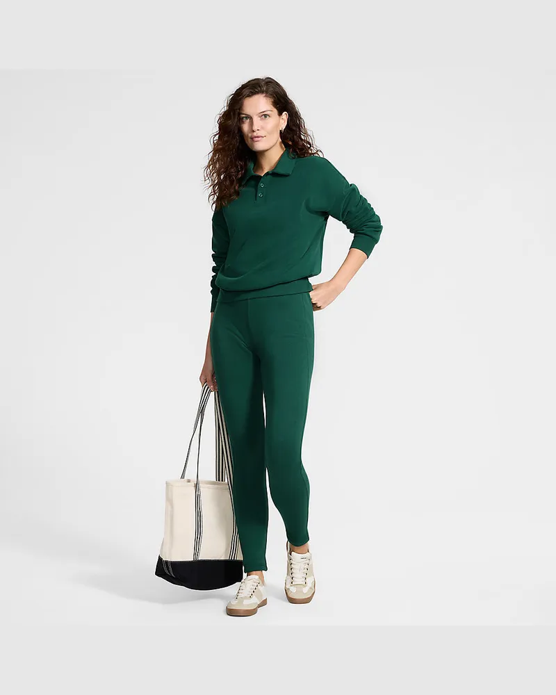Lands' End Thermo-Leggings mit Tasche SERIOUS SWEATS, Damen, GrÃ¶ÃŸe petite, GrÃ¼n, Baumwoll-Mischung/Polyester-Mischung, by Grã¼n