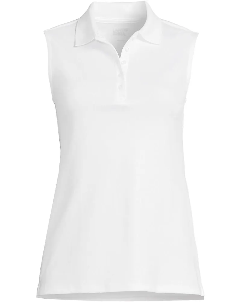 Lands' End Ärmelloses Supima-Poloshirt, Damen, Größe plus, Weiß, Baumwolle, by Weiß