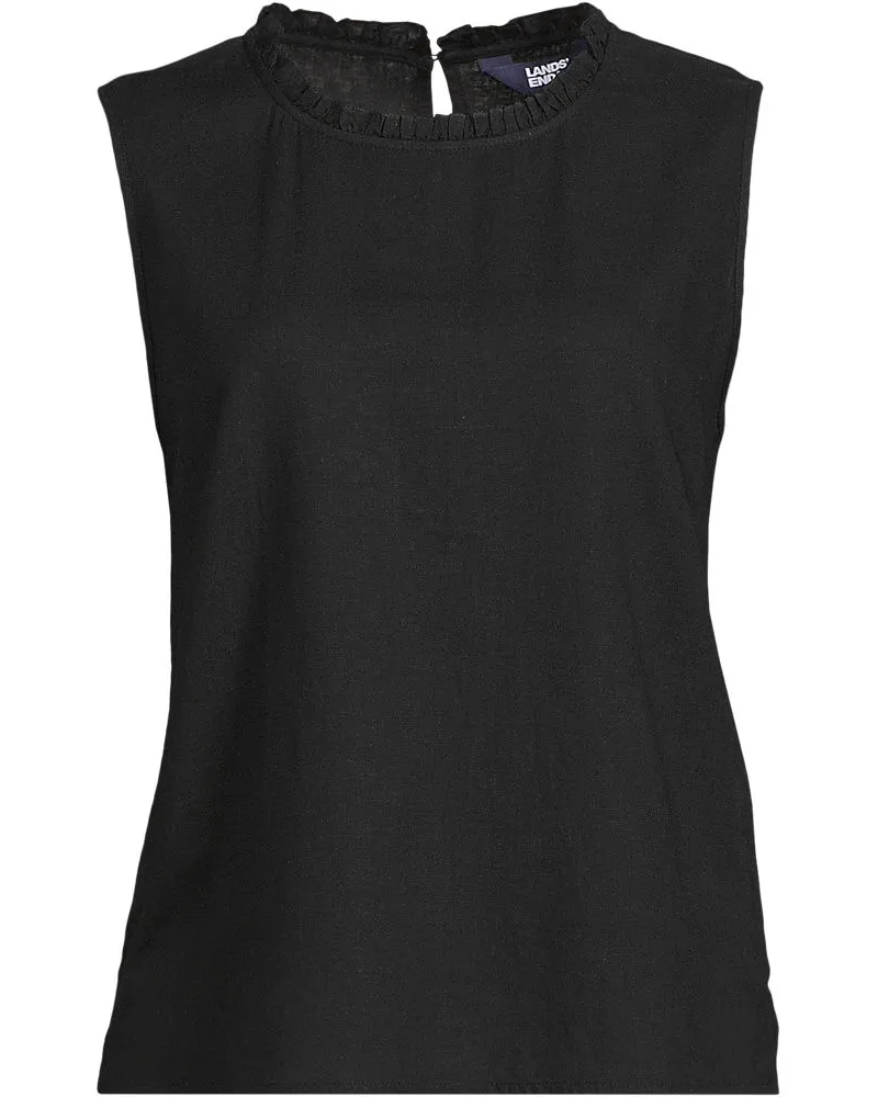 Lands' End Ärmelloses Top im Leinenmix, Damen, Größe regular, Schwarz, Leinen/Viskose, by Schwarz