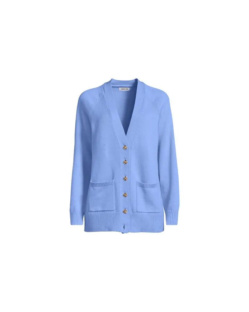 Lands' End Relaxter V-Cardigan DRIFTER, Damen, Größe:44-46 petite, Blau, Baumwolle, by Blau
