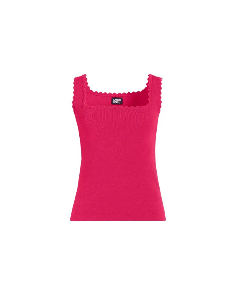 Lands' End Top mit Muschelrand, Damen, Größe:44-46 regular, Pink, Viskose/Viskose-Mischung/Polyester-Mischung, by Pink