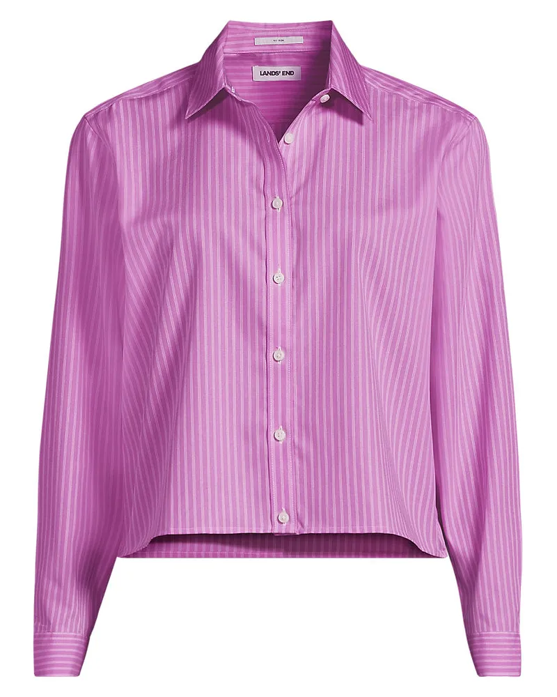 Lands' End Kurze, bügelfreie Hemdbluse, Damen, Größe plus, Pink, Baumwolle, by Pink
