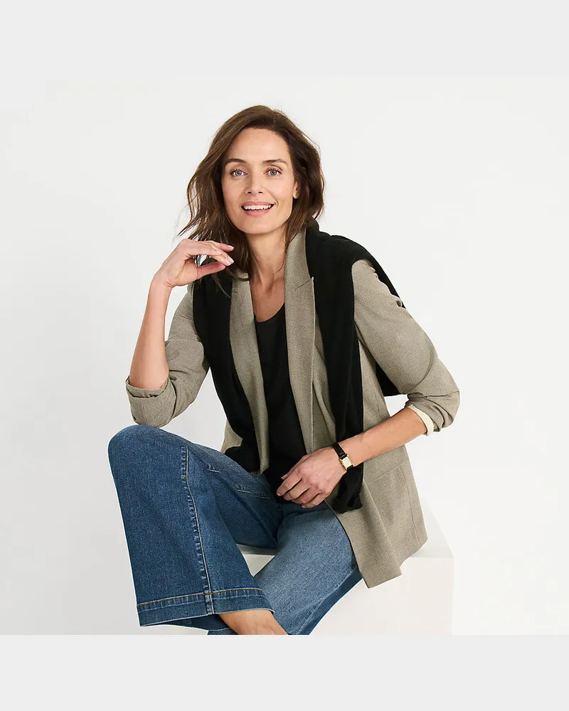 Lands' End Blazer, Damen, Größe regular, Braun, Viskose/Polyester-Mischung, by Braun