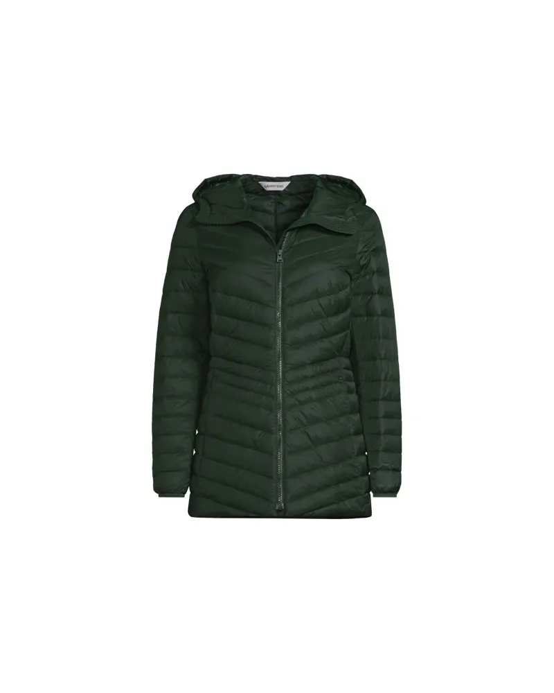 Lands' End Daunenjacke WANDERWEIGHT Verstaubar Ultraleicht mit Kapuze, Damen, Größe:32-34 regular, Grün, Nylon/Daunen, by Grün