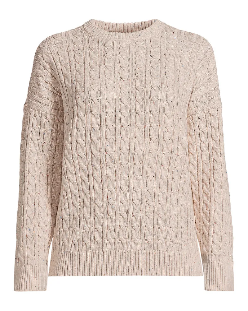 Lands' End Zopfmusterpullover Drifter mit Rundausschnitt, Damen, Größe regular, Beige, Baumwolle, by Beige