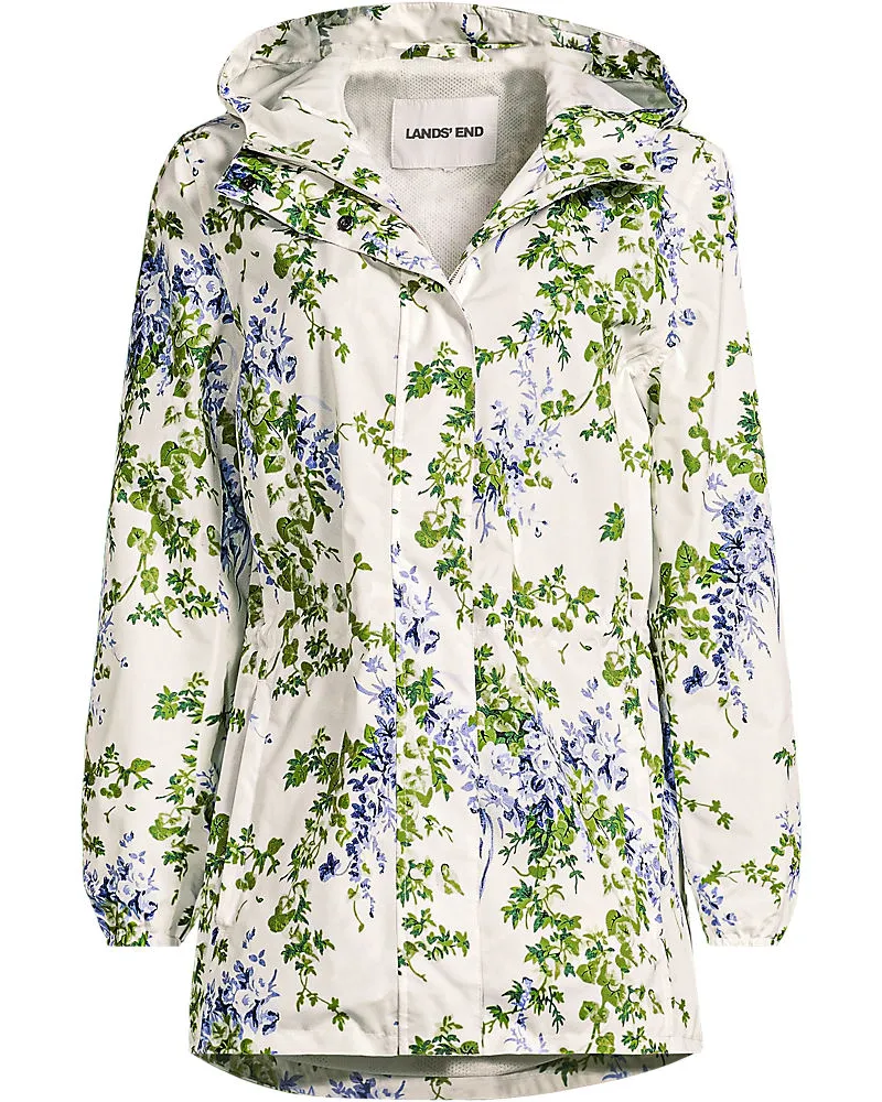Lands' End Wasserdichte Gemusterte Regenjacke SQUALL mit Packfach, Damen, Größe plus, Blau, Polyester, by Blau