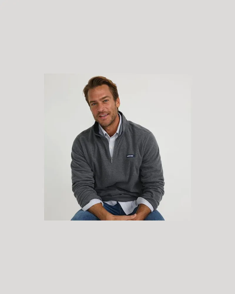 Lands' End Anyweather™ Fleece-Pullover mit Schulterpasse, Herren, Größe:60 regular, Schwarz, Polyester, by Schwarz