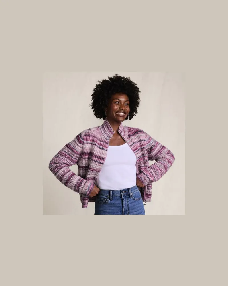 Lands' End Strick-Cardigan mit Reißverschluss, Damen, Größe:40-42 regular, Pink, by Pink