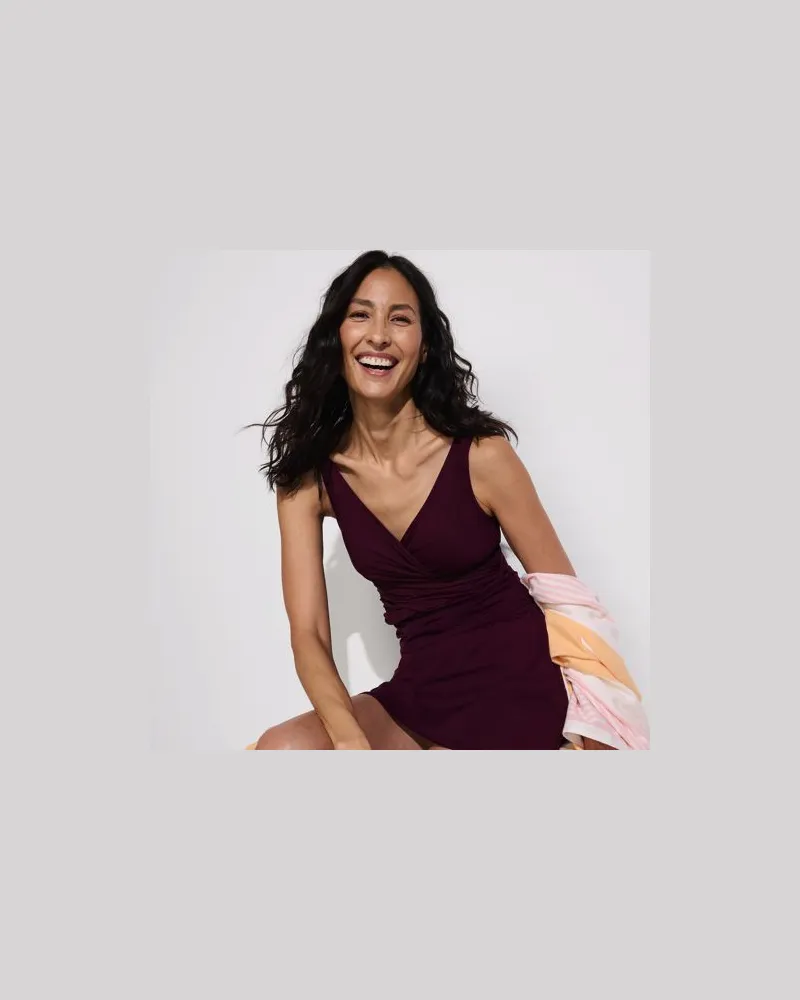 Lands' End Tankini-Top mit Wickelfront Slender, Damen, Größe regular, Lila, Elasthan/Nylon-Mischung, by Lila