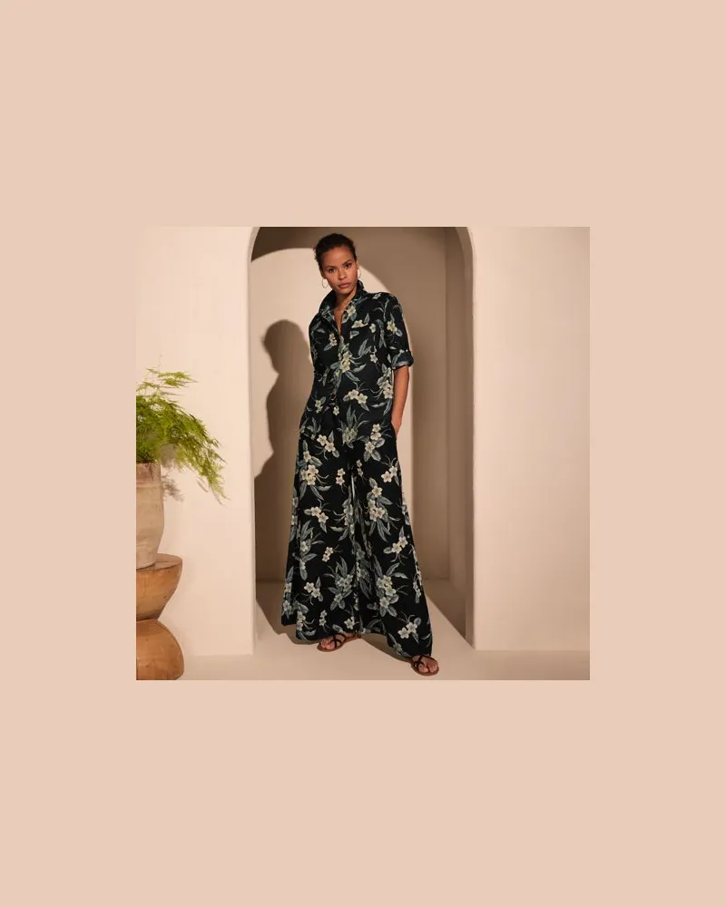 Lands' End Leinen-Palazzohose, Damen, Größe tall, Schwarz, Leinen, by Schwarz