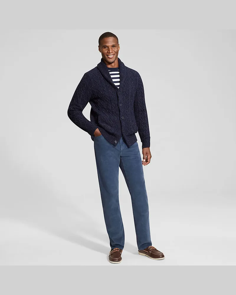 Lands' End Classic Fit Feincordhose, Herren, Größe regular, Blau, Elasthan/Baumwoll-Mischung, by Blau