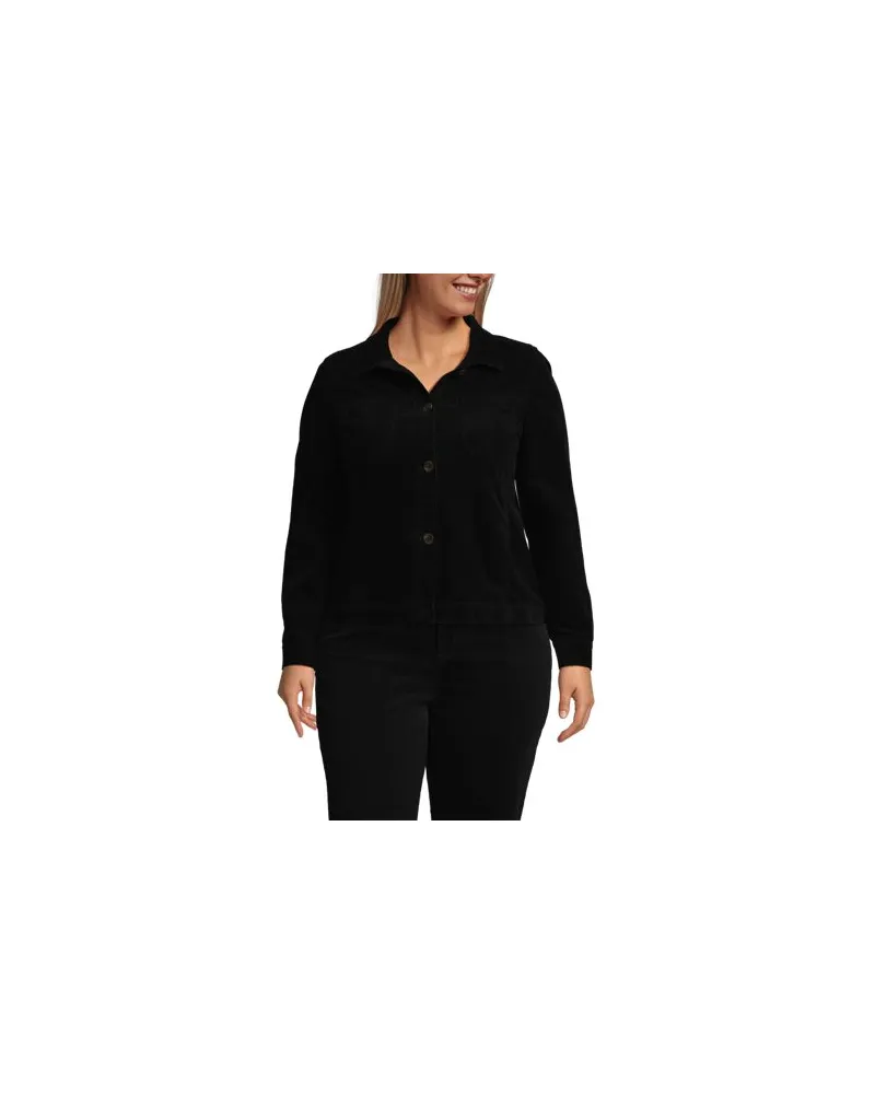 Lands' End Leicht verkürzte Cordjacke, Damen, Größe plus, Schwarz, Baumwoll-Mischung, by Schwarz