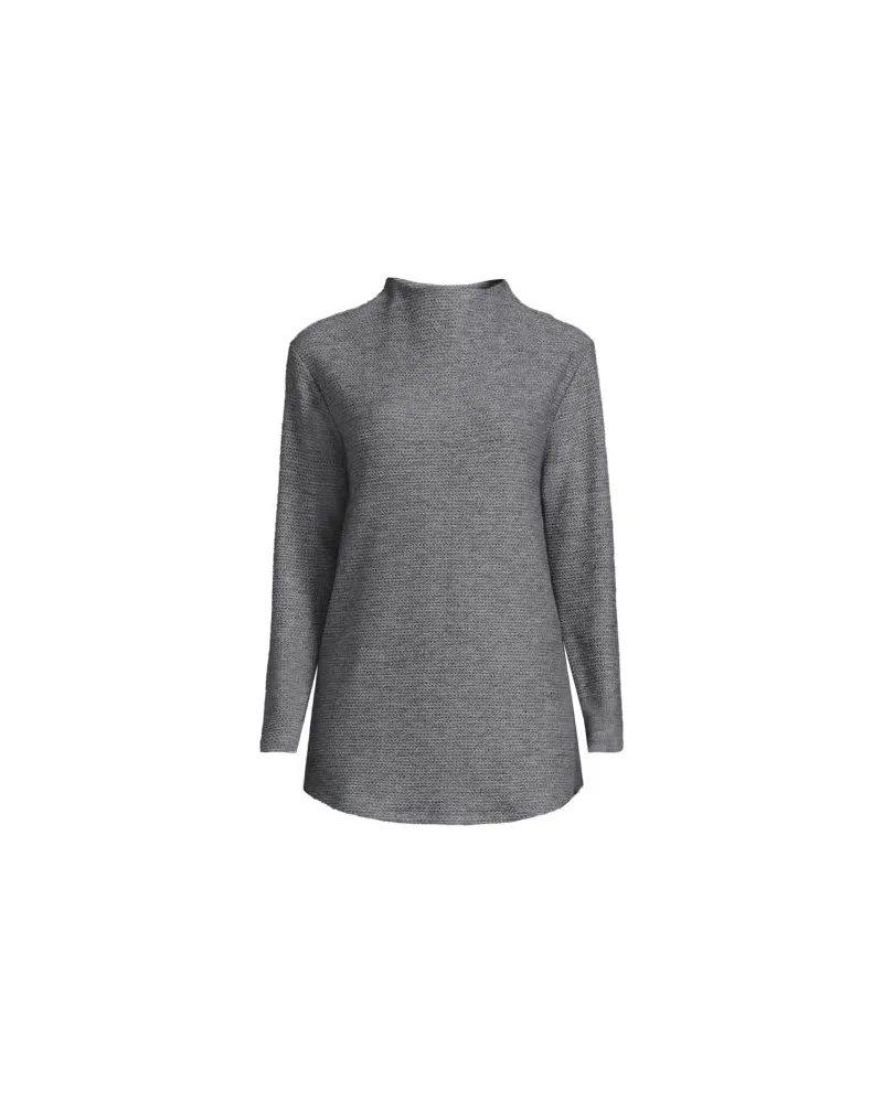 Lands' End Strickshirt mit Schornsteinkragen, Damen, Größe regular, Schwarz, Viskose/Polyester-Mischung/Nylon-Mischung, by Schwarz
