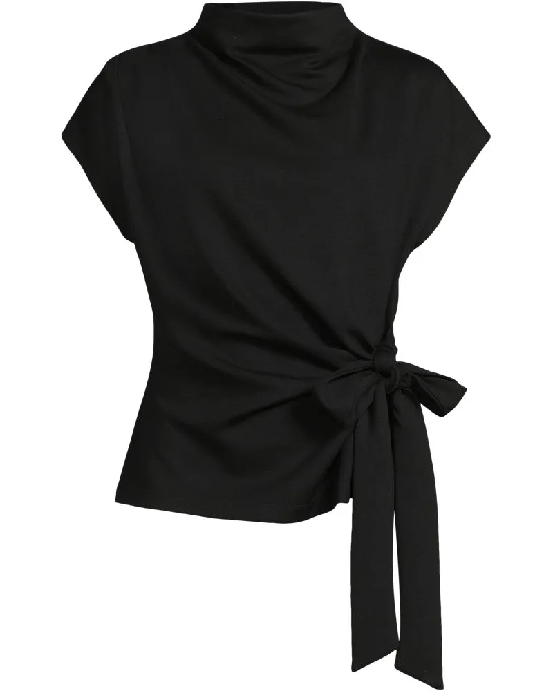 Lands' End Jerseyshirt mit Knotendetail, Damen, Größe regular, Schwarz, by Schwarz