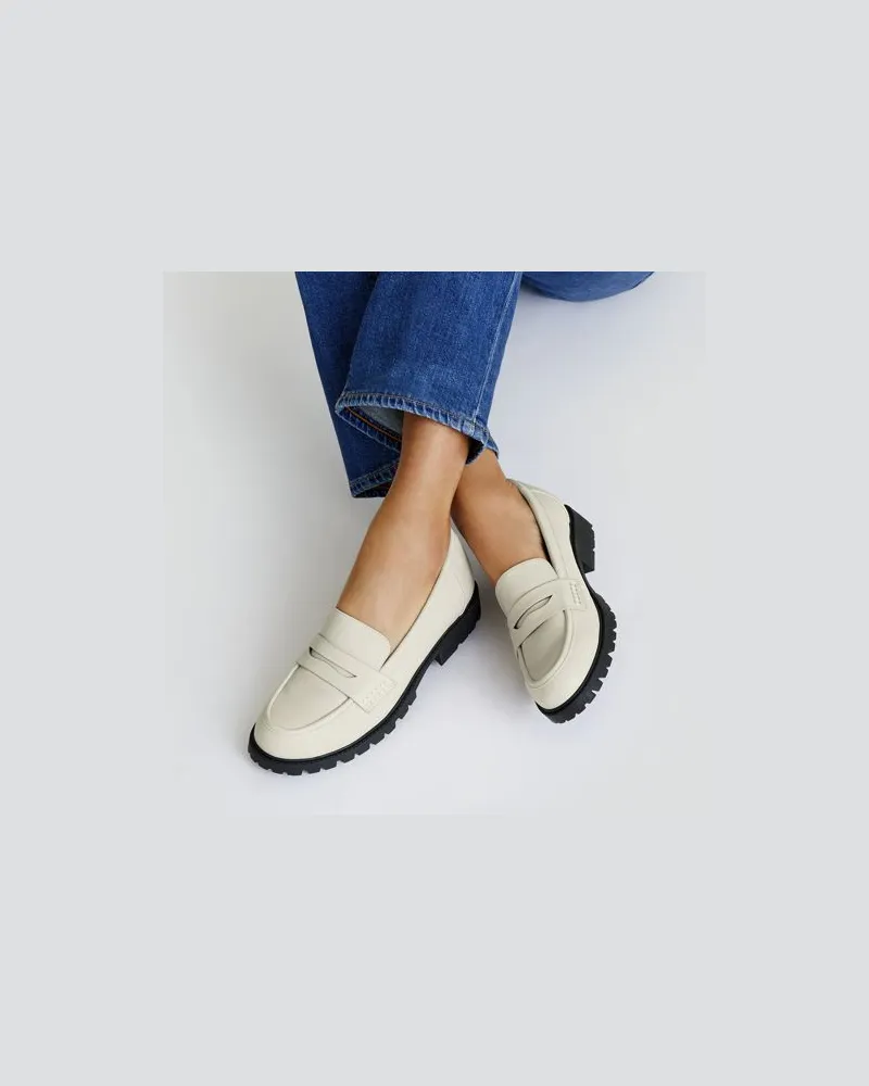 Lands' End Pennyloafer mit Chunky-Sohle, Damen, Größe regular, Weiß, by Weiß