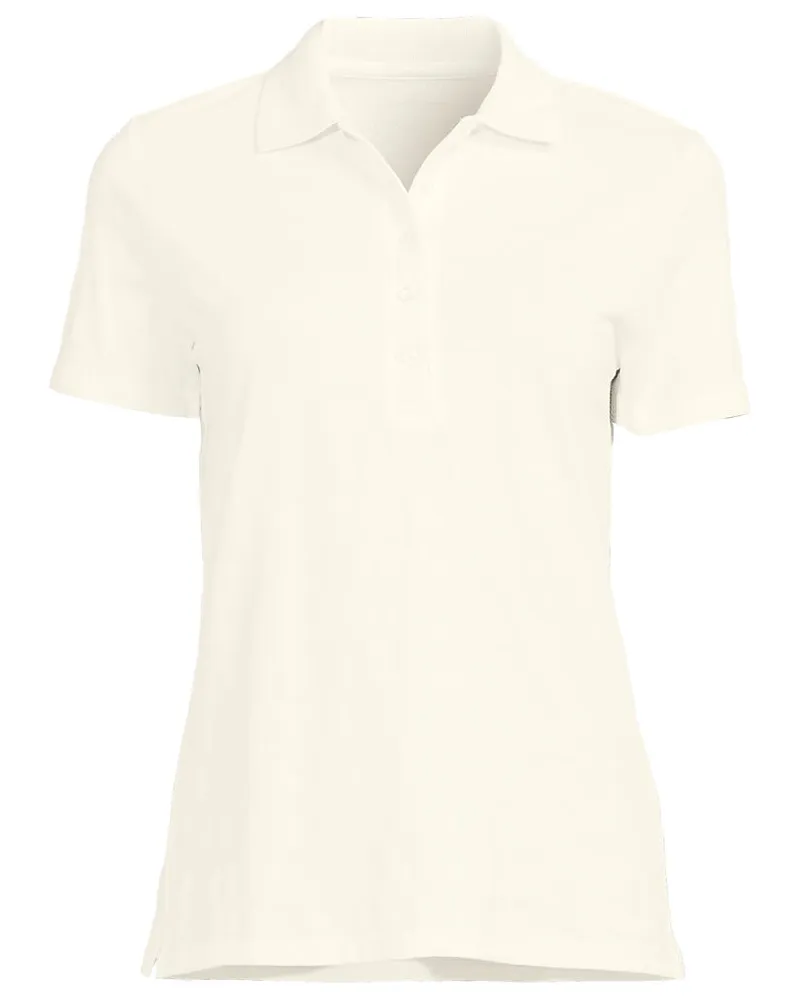 Lands' End Piqué-Poloshirt, Damen, Größe plus, Weiß, Baumwolle, by Weiß