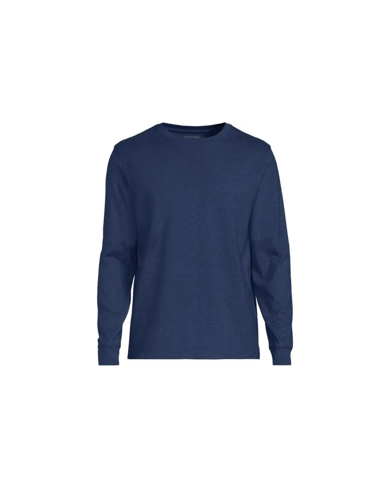 Lands' End Super-T Langarm-Shirt, Classic Fit, Herren, Größe tall, Blau, Baumwolle, by Blau