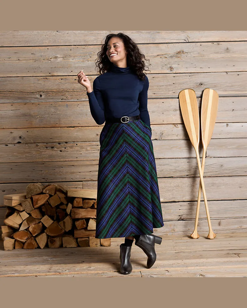 Lands' End Flanell-Midirock, Damen, Größe petite, Blau, Elasthan/Viskose/Polyester-Mischung, by Blau