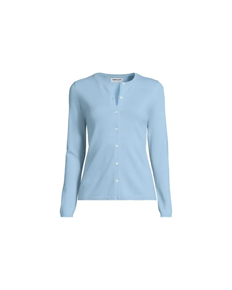 Lands' End Kaschmir-Cardigan mit rundem Ausschnitt, Damen, Größe regular, Blau, Kaschmir, by Blau